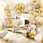 ELDERWAND Gold & White Metallic Finish Shiny Balloons For Birthday/Anniversary/Engagement/Wedding/Baby Shower/Farewell/Any Special Event Theme Party Decoration - Pack of 50