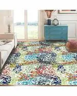 Status Contract Multicolor Polyester 3D Printed Carpet Rug Runner With Anti Slip Backing - 3 x 5 ft