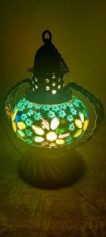 S N R GROUP Electric Lamp Hand Made Carved Hanging Lalten with Wood Base
