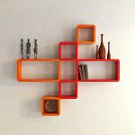 FIANAAF ENTERPRISE Rectangular Cube Shape Wall Mount Shelf Wall Rack Floating Shelves for Home Decoration, Living Room Kitchen Bedroom Storage Office Set of 6 Orange and Red