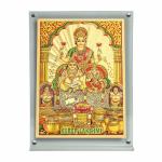 Hawai Gold Plated Mahalaxmi Kuber Photo with Transparent Acrylic Magentic Tabletop Home Décor Religious Photo Frame, 8x5.8 inch Frame SFDI00404_ACRYLIC