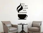Lanstick Vinyl Black Hot Coffee Quotes Self Adhesive Wall Sticker24 inch