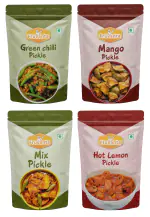 Fruvanta Hot Lemon, Mango, Mix and Green Chilli Pickle (200gm x 4) (Pack of 4)