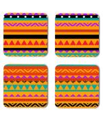 Whats Your Kick Pattern Design Orange Beautiful Pattern Design Printed Set of 4 Coaster With Metal Stand