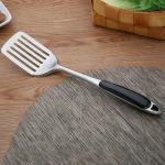 Leeonz 304 Stainless Steel Slotted Turner Spatula, Metal Spatula, Stainless Steel Wok Spatula with Heat Resistant Plastic Handle, Kitchen Utensil Cooking Pancake Turner, 14Inch (1PCS)