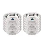 Wiaa Stainless Steel Dahi Vada Plate Set of 12 | 14.5 cm Multi Utility Serving Plates for Halwa, Idli-vada, Chat, mendu wada Plate