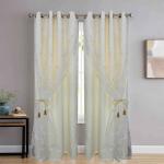 Jvin Fab Pearl White Polyester Curtains, 7 Ft (Set Of 2)