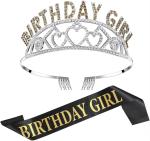 Party Propz Black Satin Birthday Sash And Crown