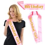 Zyozique Pink Satin Birthday Sash For Birthday Girl, Birthday Sash for Birthday Party Decorations