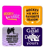 Whats Your Kick Hockey Addict Football Theme Printed Set of 4 Coasters With Beautiful Metal Stand