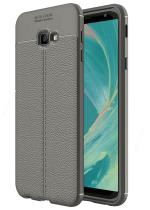 Samsung Galaxy J4 Plus Cover Back Case - Golden Sands Leather Texture Slim Shockproof Armor TPU Gray Back Case Cover for Samsung J4 Plus Mobile Phone