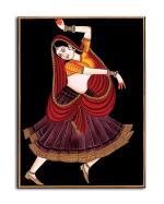 Tamatina Multicolor Rajasthani The Dancing Girl Traditional Art Canvas Painting - 13X10 Inch