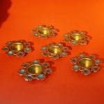 pujaNpujari Candle Holder, Set of Six Floral Tealight Candle Holders, Acrylic Tea Light Holders, Indian Home Decor Item, Pooja Accessory