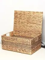 Habere India-All the Cultures Fabricating India Store Brown Rectangular Wicker Lid Basket, Small