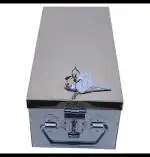 GinoSet Stainless Steel Locker Boxes, Check book Box, Jewellery Boxes, Cash Box,Bank Locker Box, Peti Size - 8 Inch Cash Box (L-21.5cm, W-10cm, H-8cm) (With Pre fited Lock & 2 Key)