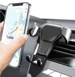 Tech Gear Gravity Car Phone Mount, Auto Lock Air Vent Mobile Phone Holder, Hands Free Cell Phone Mount Cradle with Upgraded Hook Clip, Universal for All Smartphones