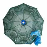 Proberos 16 Holes Folded Fishing Net with Buoy Ring 6m Rope, Fishing Trap for Catching Crab Shrimp Lobster Crayfish Crab Mesh Trap Fishing Net