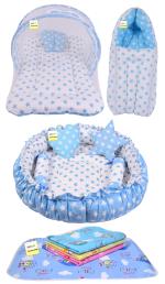 Kwitchy New Born Baby Bedding Set Combo of Sleeping Bag Reversible Nest Mosquito Net Bed & Waterproof Sheets (0-6 Months