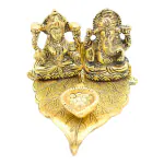 pujaNpujari Lakshmi Ganesh with Diya Deepak Metal for Diwali Puja Aluminium Table Diya (Height: 4 inch)
