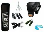 Aurion by 10club 5 Feet Unfilled Synthetic Leather Punching Bag Combo | Boxing Bag with Boxing Accessories & Hanging Chain | Boxing | MMA | Kickboxing |Taekwondo - Black 5 Feet/60 Inches
