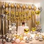 Hemito Solid 57 Pcs combo of Gold Silver Birthday decoration birthday decoration combo for Boys Girls Wife Adult Husband Mom Dad/Happy Birthday Decorations Items Set Balloon (Gold, Black, Silver, Pack of 57)