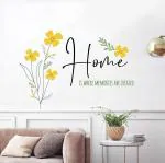 Vasl Vinyl Yellow Flowers And Home Quotes Printed Pvc Wall Stickers Decals