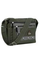 Tulman Olive Green Canvas Cotton Cross Body One Side Shoulder College Bag for Men and Women