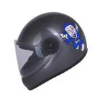 Western Era Cartoon Character Sticker Full Face Helmet for Kids (3-12 Yrs, Grey Glossy)