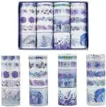Hasthip Purple Washi Paper 20 Rolls Tapes Set Decorative Tape Japanese Masking Pastel Scrapbook (Pack Of 20)