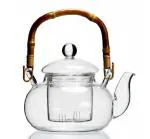 Ez Life Transparent Glass Glass Tea Pot With Bamboo Handle