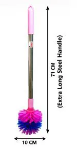 Mast Toilet Cleaning Brush Round with Extra Long Steel Handle (Color : Pink)