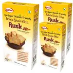 BakYum Whole Grain Atta Rusk 150g each - Healthy Diet Toast, No added Sugar, Source of Fiber - Tasty, Crunchy and Crispy - Best Tea Time Snacks (Cinnamon, Pack of 3)