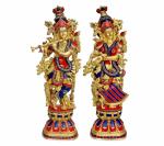 Idol Collections Golden, Black Brass Radha Krishna Standing Statue, Large