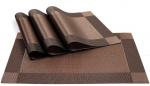 P-Plus International Placemats Brown Set of 4 for Dining Table Washable Woven Vinyl Placemats Non-Slip Heat Resistant Kitchen Table Mats