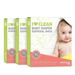 Bodyguard Baby Diaper Disposal Bags, Odour Concealing & Leak Proof, Pack of 3 - 75 Disposable Bags Each