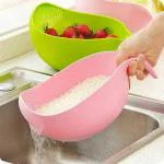 MyHomesWorld Rice Washing Bowl Big Size Rice,Fruits,Vegetable,Noodles,Pasta Washing Bowl & Strainer Perfect Size for Storing and Straining (Multi Colour)