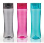 VVG TRADERS Multicolor Plastic Round Curve Design Unbreakable Water Bottle For Fridge, 1000 Ml (Set Of 3)