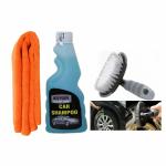 Indopower Ff889-CAR SHAMPOO 250ml+ 1PC CAR MICROFIBER CLOTH +All Tyre Cleaning Brush
