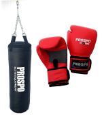 Prospo Boxing Kit Filled, Heavy Bag 3 Feet with Steel Hanging Chain and Pu Boxing Glove 12oz