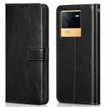 Jotech Premium Leather Finish Flip Cover For IQOO Neo 6 5G - Black
