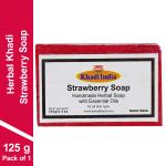 Herbal Khadi NATURAL STRAWBERRY SOAP with Vitamin C to Nourishing and Revitalizing Skin Remove the Excess Sebum on skin for Men & Women (Pack of 1) (125 g)