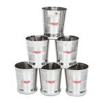 METKING Silver Stainless Steel Parmanent Laser Lining Design Print Unbrakable Serving Drinking Glass (Pack of 6)