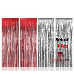 Bubble Trouble Pink, Gold Vinyl Fringe Curtain (Pack Of 4)