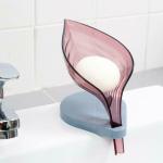 Stolenband Leaf Shape Soap Box Self Draining Bathroom Soap Holder (Multicolor)