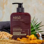 ABSO ESSENTIALS Strengthening Shampoo Infused with Vegan Keratin, Turmeric, and Pro Vitamin B5 for Frizz Control, Hair Strengthening, Enhanced Shine (300 ML)
