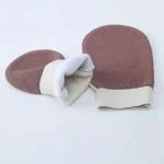 WBC WORLDBEAUTYCARE Moroccan Hammam Exfoliating Kessa Scrub Glove Shower Scrub Gloves Body Facial Tan Massage Mitt Double layered Imported (Light Brown)