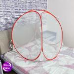 SILVER SHINE Foldable Baby Mosquito Net Strong,High Durability White Color and Red Border
