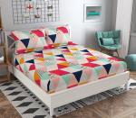 VORDVIGO 230 TC Glace Cotton Double Bed Printed Bedsheet with two Pillow covers_Size-90*90 inch (Triangle Design)