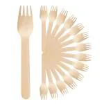 G 1 Beige Wooden Bio-degradable Disposable Wooden Forks 16 cm (100 pcs)
