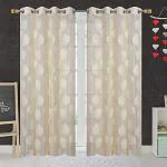 JARS Collections Set of 2 Net Sheer Cream Leaf Design Door Curtains(4x7 ft)